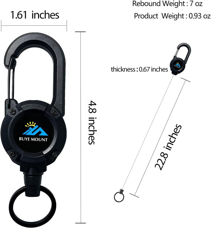 Yojaro Retractable Keychain Heavy Duty, Multitool Carabiner Badge Holder, Retractable Keychain Clip Id Holder, Upgraded 58cm Stainless Steel Cord, Suitable for Men and Women Black - Image 3